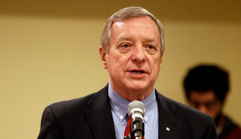 Illinois U.S. Sen. Dick Durbin says President Trump has become a danger to the country and destroyed his credibility in front of the nation and the world. (AP Photo/Nam Y. Huh)