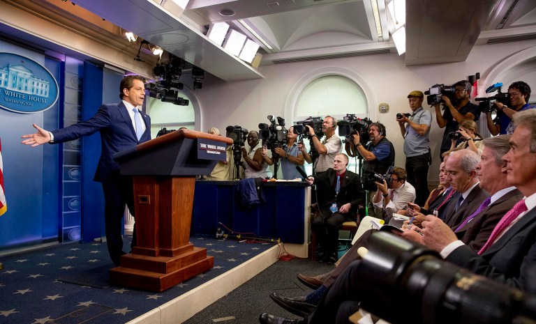 His tenure as communications director ended seven times quicker than Kim Kardashian's marriage to Kris Humphries. (AP Photo/Andrew Harnik)