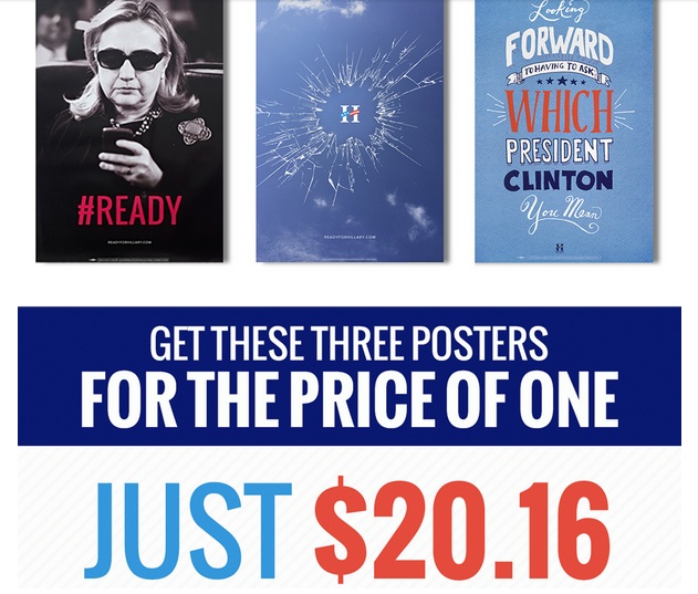 Ready for Hillary dumps ’email poster’ in 3 for 1 deal