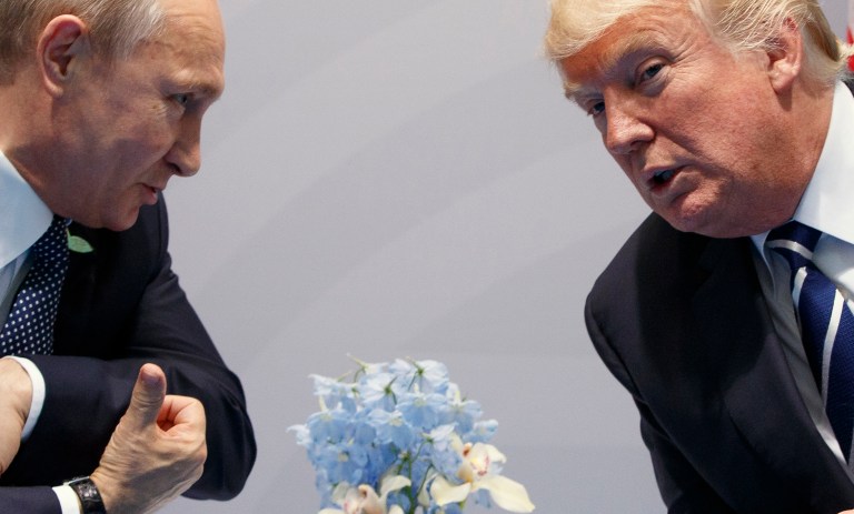 Vladimir Putin jokingly asked President Trump before their first in-person meeting Friday if the press shouting questions at him were "the ones hurting" him.