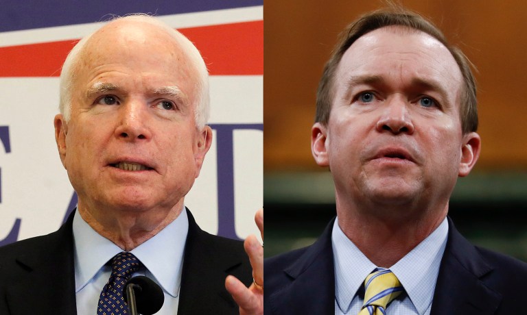 As a procedural matter, McCain supported aspiring budget Director Mick Mulvaney on Thursday. But according to reports, McCain is still open to breaking ranks with Republicans on the floor. (AP Photos)