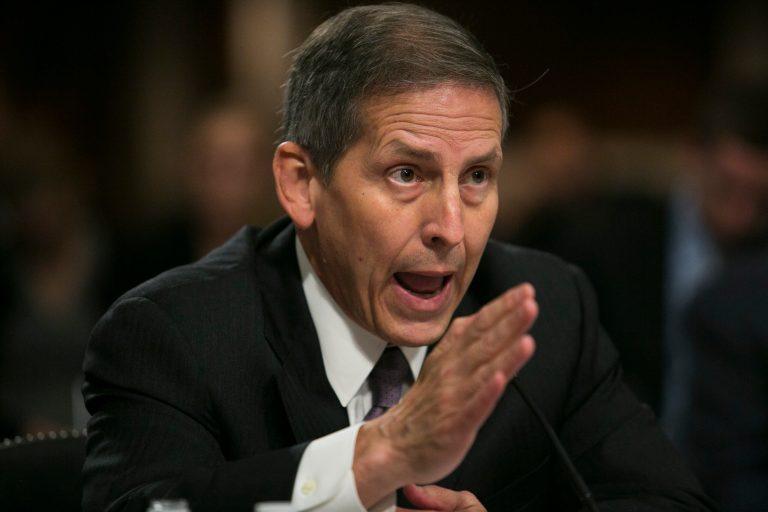 Acting Veterans Affairs Secretary Sloan Gibson testifies on Capitol Hill on Wednesday. (Graeme Jennings/Examiner)