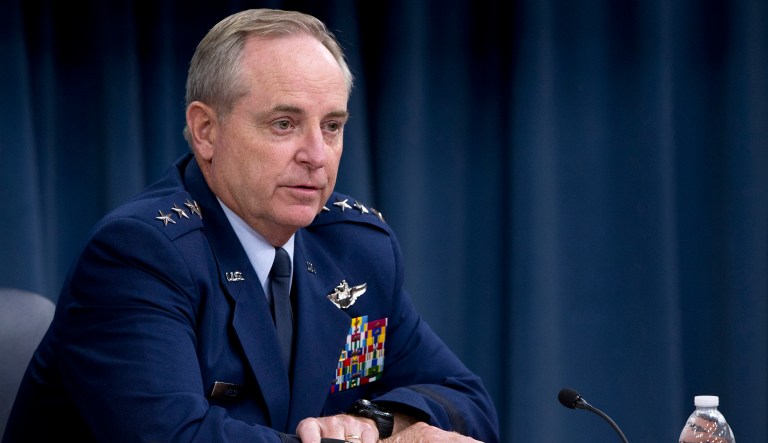 The Trump dating website featured an official government picture of former Air Force chief of staff Gen. Mark Welsh in a line-up of eligible singles. A spokesman said Welsh, who is 65 years old and has been married for decades, is not planning to sue the site Trump.Dating. (AP Photo/Jacquelyn Martin)