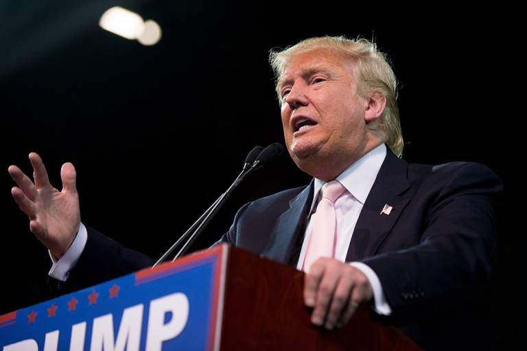 Republican presidential candidate Donald Trump speaks at a rally in Valdosta, Ga. David Duke defended Trump's comments that they have never met and didn't know each other. (AP Photo/Andrew Harnik)