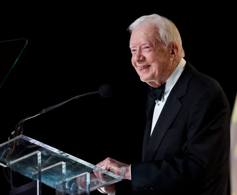 Former President Jimmy Carter received his seventh Grammy nomination for Best Spoken Word Album Monday. (Photo by Sanford Myers/Invision/AP)
