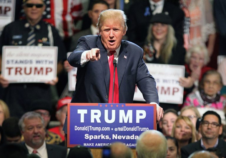 Republican presidential candidate Donald Trump says he'll stick to radio ads. (AP Photo/Lance Iversen)