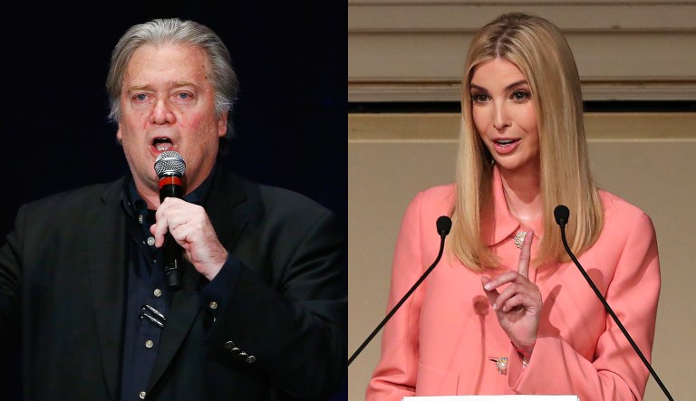 Steve Bannon, former White House chief strategist, on Monday took a jab at Ivanka Trump, the president's daughter and one of his top advisers, quipping, 