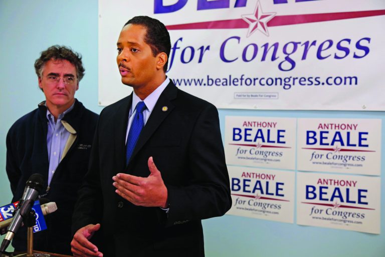In this Feb. 7, 2013 photo, U.S. Congressional hopeful Chicago Alderman Anthony Beale speaks at a news conference in Chicago where Cook County Sheriff Tom Dart, left, endorsed him in his bid replace former U.S. Rep. Jesse Jackson Jr. in Illinois' 2nd District. Residents in the 2nd District are preparing to vote in a special primary Feb. 26 to replace Jackson in the Chicago area district that has seen three congressmen leave office in an ethical cloud. Jackson entered a guilty plea in Washington, Feb. 20 to criminal charges that he engaged in a scheme to spend $750,000 in campaign funds on personal items. He resigned in November 2012. (AP Photo/M. Spencer Green, File)