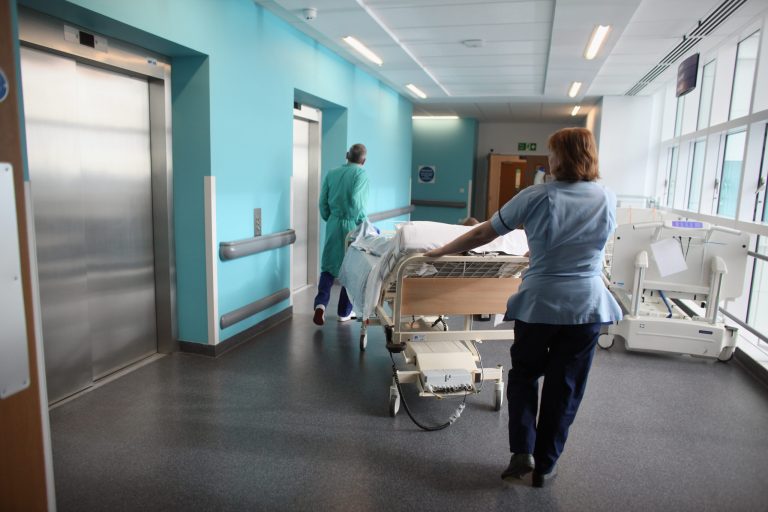 A patient is taken to the operating theatre in the recently opened Birmingham Queen Elizabeth Hospital on February 7, 2011 in Birmingham, England. (Photo by Christopher Furlong/Getty Images