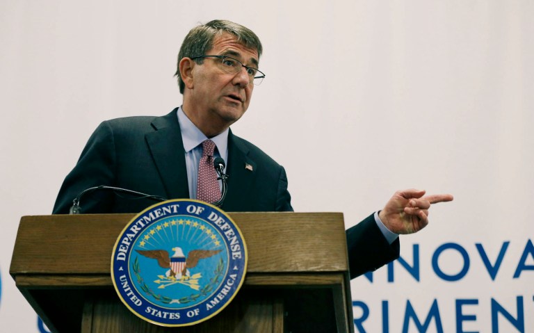 Defense Secretary Ash Carter asked for members of the counter-Islamic State coalition to help rebuild Manbij, which has been ravaged by the fighting. (AP Photo/Elise Amendola)