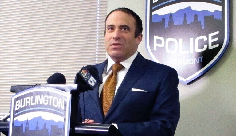 FILE - In this April, 10, 2018, file photo, Police Chief Brandon del Pozo speaks during a news conference in Burlington , Vt., The chief told The Associated Press on Friday, Dec. 13, 2019, that he had used an anonymous Twitter account in July to troll a government critic, and that he took six weeks of medical leave to seek mental health treatment after telling his story to the mayor. 