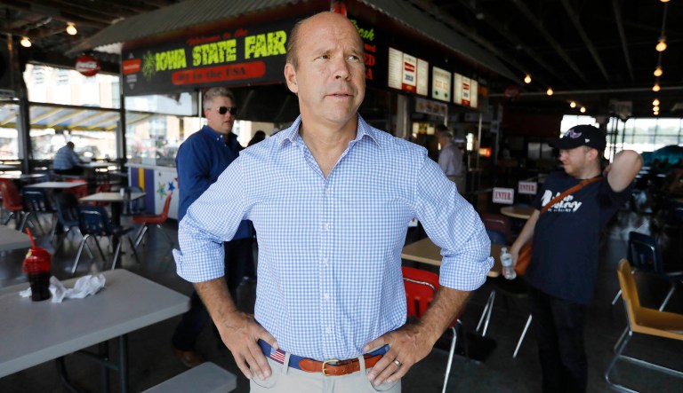 Rep. John Delaney, D-Md., stands in a food vendors building during a visit to the Iowa State Fair, Friday, Aug. 10, 2018, in Des Moines, Iowa.
