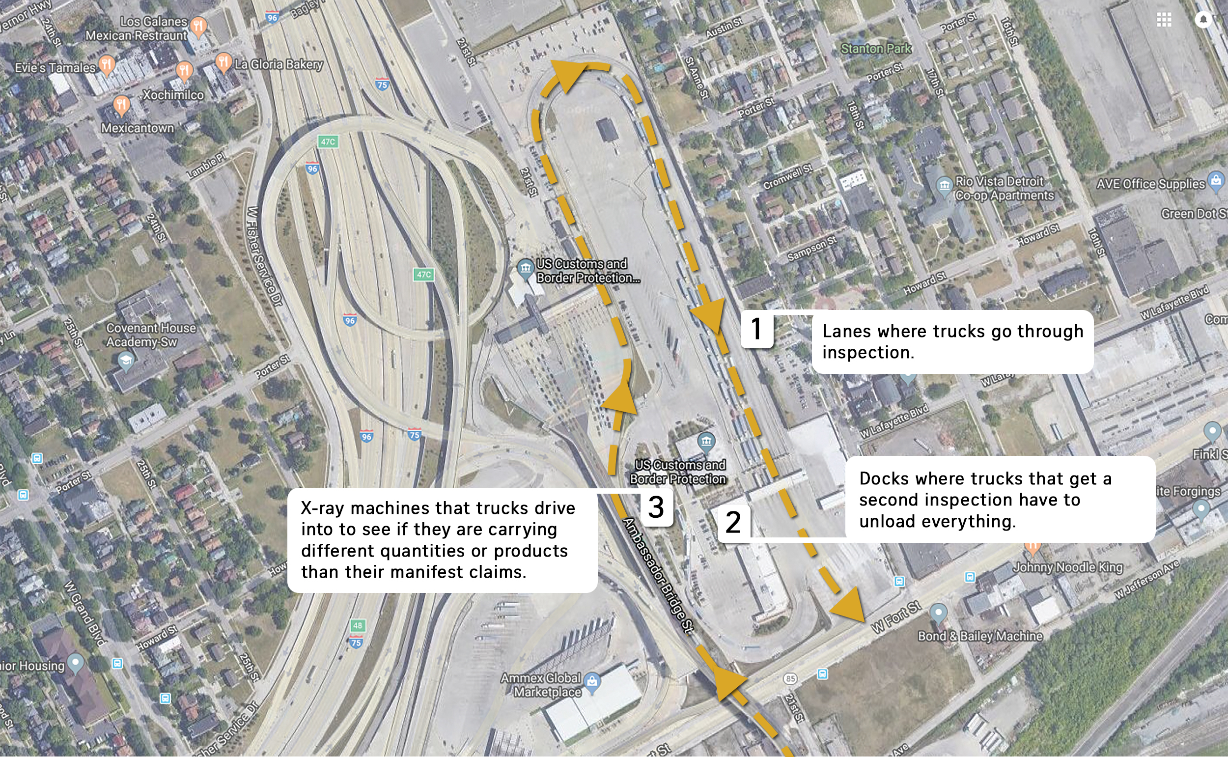 Detroit Ambassador Bridge Map 2 - 100918