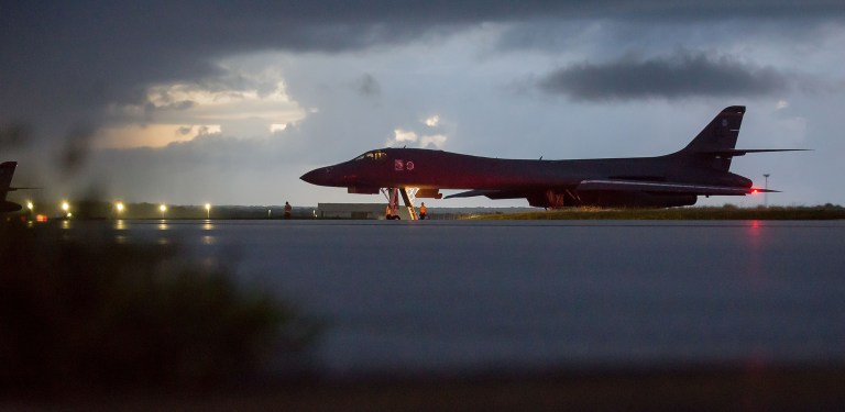 The U.S. Air Force B-1B Lancer bombers deployed from Guam. (U.S. Air Force photo/Staff Sgt. Joshua Smoot)