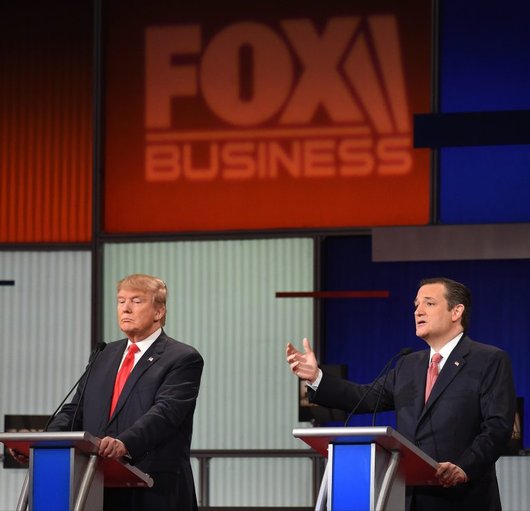 The media has been butting in more during presidential debates, like the South Carolina GOP battle feturing Donald Trump and Sen. Ted Cruz. (AP Photo/Rainier Ehrhardt)