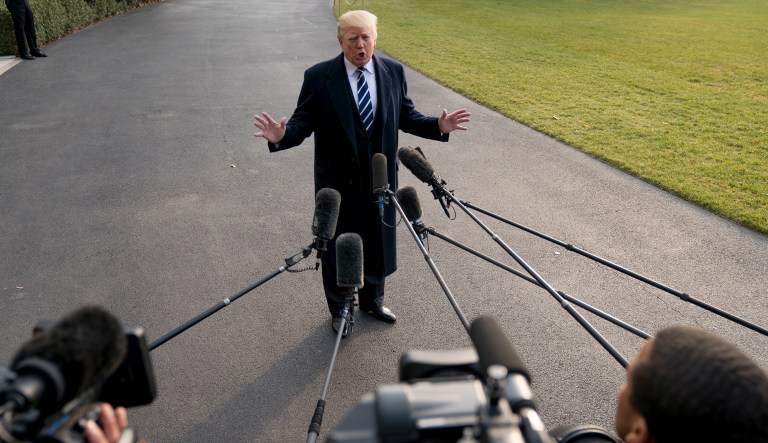 Over the last week, the press has shifted once more, and has become enamored with a few new words that it thinks might get Trump in trouble. (AP Photo/Andrew Harnik)