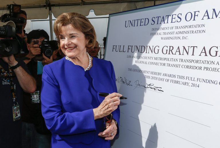 Sen. Dianne Feinstein, D-Calif., attends a signing ceremony for a federal grant for the 