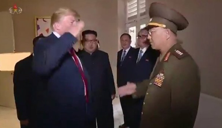 Twitter erupts over video of Trump saluting North Korean general