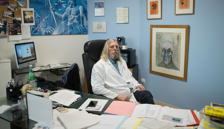 Professor Didier Raoult, director of the Mediterranean institute of infection poses for a portrait in his office at La Timone hospital in Marseille, Southern France.