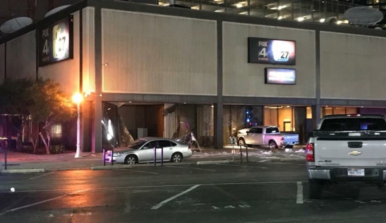 Man rams pickup truck into TV station building in Dallas
