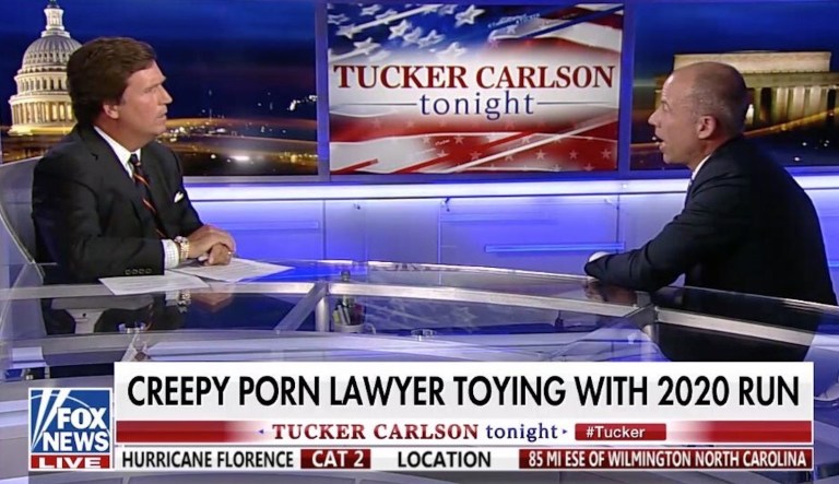 Tucker Carlson, Michael Avenatti spar: ‘Why don’t you call Donald Trump the creepy porn president?’