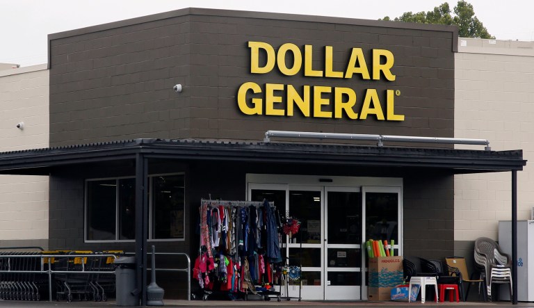 The Dollar General store is pictured in Luther, Okla., Thursday, Aug. 3, 2017. When the Walmart Express store was built in Luther, it took the land from the old football field.