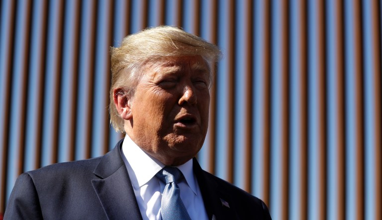 President Donald Trump tours a section of the southern border wall, Wednesday, Sept. 18, 2019, in Otay Mesa, Calif.