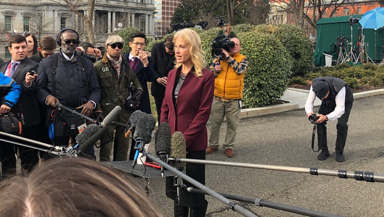 White House officials have abandoned briefing room but now hold court on driveway