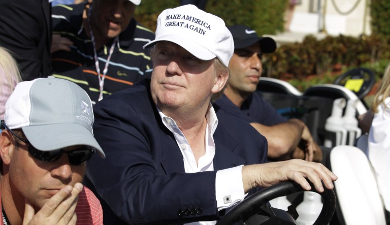 According to an NBC News tracker, Tuesday marks Trump's 86th day at a golf club since becoming president, and because he started his day at his Mar-a-Lago resort, his 112th day at a Trump property. (AP Photo/Luis Alvarez)