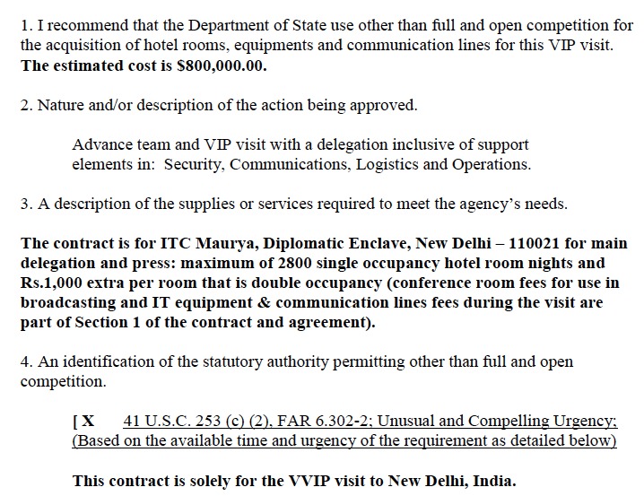 Hotels for Obama’s India Visit Cost $1.7M
