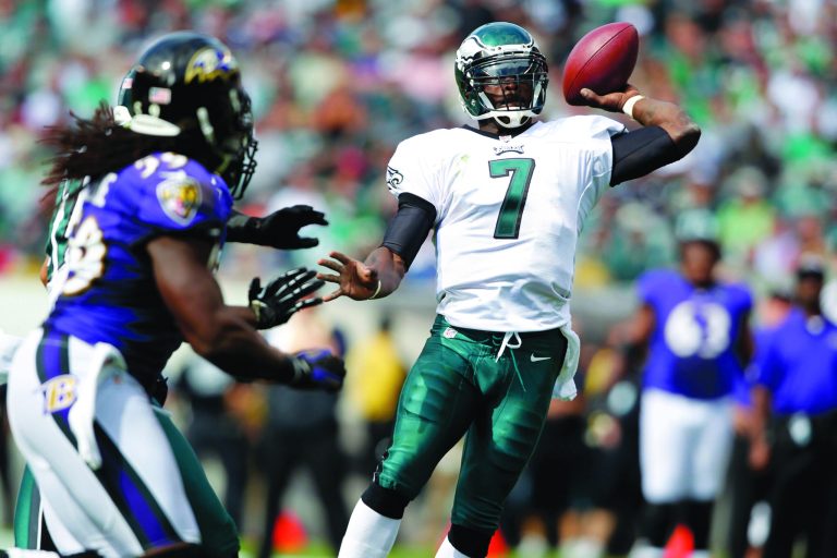 Mel Evans/AP
Eagles quarterback Michael Vick threw two interceptions on Sunday against the Ravens.