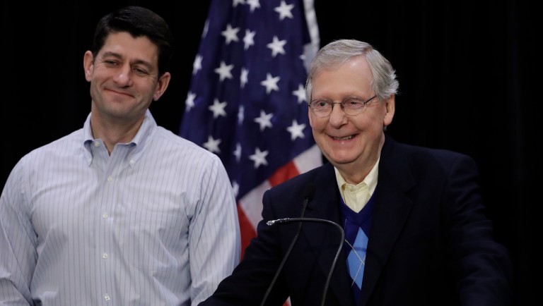 House Republicans next week will take their first crack at creating a tax reform proposal, while Senate Republicans continue their behind-the-scenes work at finding a way to pass a healthcare reform bill. (AP Photo/Matt Rourke)