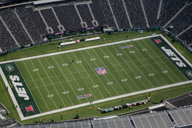 The football field at MetLife Stadium in East Rutherford, N.J. (AP/Mark Lennihan)