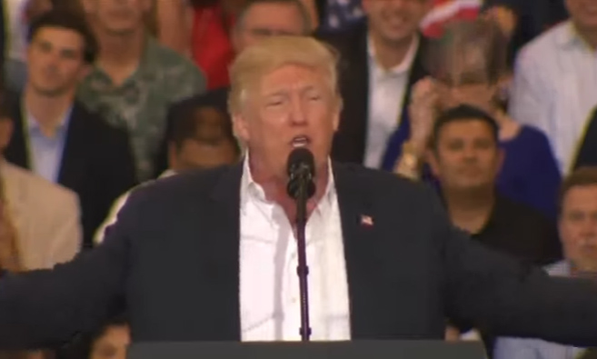 President Trump launched his rally Saturday in Florida with an attack on the free press. (Screen shot)