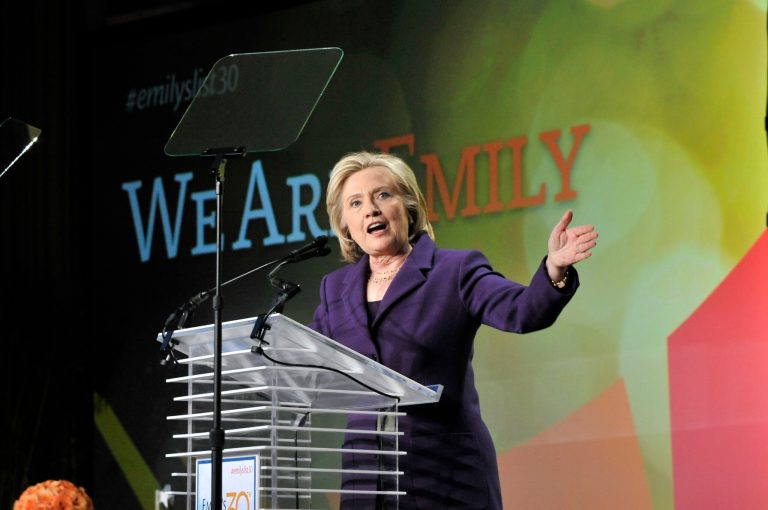 Hilllary Clinton speaks at EMILY's List 30th Anniversary Gala at Washington Hilton on March 3, 2015 in Washington, DC. (Photo by Kris Connor/Getty Images for EMILY's List)