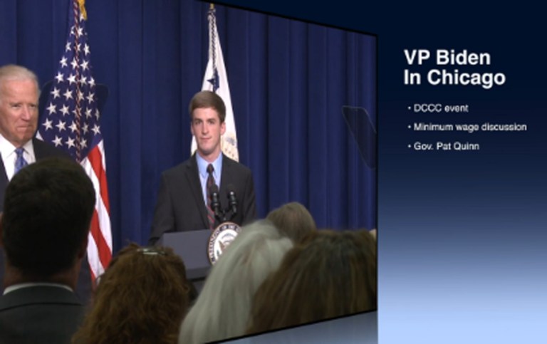 Vice President Joe Biden will be in Chicago for a Democratic Congressional Campaign Committee event, a roundtable on minimum wage and in the evening with attend an event with Gov. Pat Quinn, D-Il.