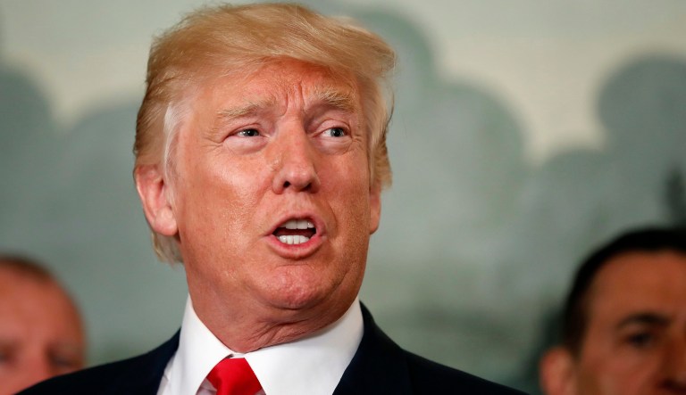 President Trump retweeted an alt-right activist hours after making a speech condemning white supremacist groups following criticism of his milquetoast criticism of violent acts in Charlottesville, Va. (AP Photo/Alex Brandon)