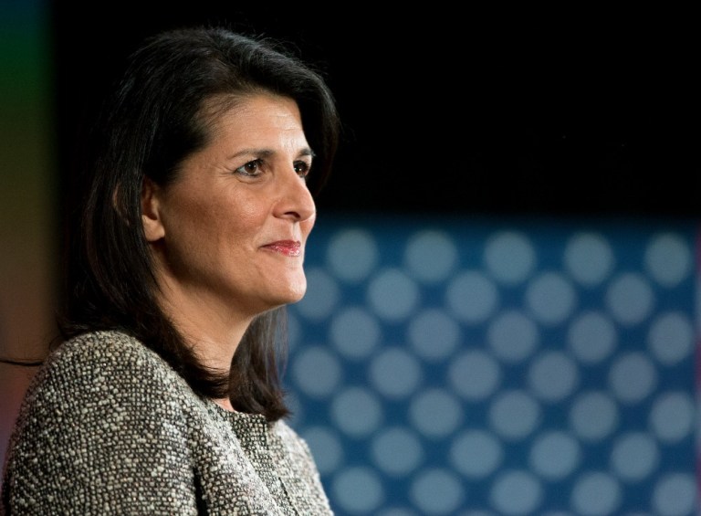 We've said that we would support the nominee if they get the nomination,? Nikki Haley said while in Greenville, S.C., on Thursday. (AP Photo)