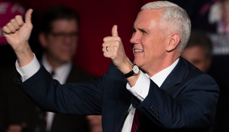 Pence's visit to Lexington, Ky., will include a stop in Bryant's Rent-All, where he will meet with local business leaders. (AP Photo/Matt Rourke)