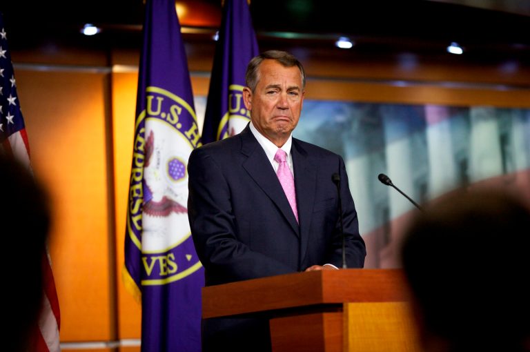 House Speaker John Boehner of Ohio listens to a reporter's question during a news conference in the U.S. Capitol in Washington, Thursday, Nov. 14, 2013. Speaking about the Affordable Care Act, Boehner insisted it was time to 