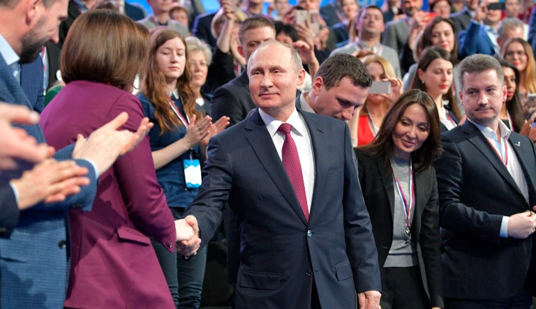 Russian President Vladimir Putin rattled Western observers with a confrontational address to the Russian legislature, in which he claimed victory in a contest for nuclear superiority over American missile defenses. (Alexei Druzhinin, Sputnik, Kremlin Pool Photo via AP)