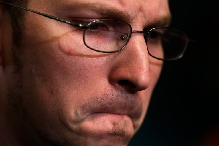   Plaintiff Melvin Novak listens to remakes during a news conference Wednesday, Dec. 12, 2012, in Philadelphia. Novak filed a sexual abuse lawsuit against the Boy Scouts of America, The Church of Jesus Christ of Latter-day Saints and a former Chester County scoutmaster Vance Hein convicted of molesting him when he was 15-years-old. (AP Photo/Matt Rourke)  