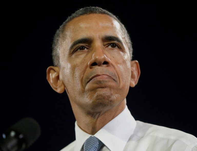 President Obama pauses as he speaks about immigration reform on Monday at the Betty Ann Ong Chinese Recreation Center in San Francisco. (AP Photo/Pablo Martinez Monsivais)