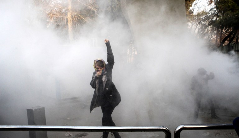 A wave of protests swept into Tehran, Iran on Saturday, with college students and others chanting against the government just hours after hardliners held their own rally in support of the Islamic Republic's clerical establishment. (AP Photo)