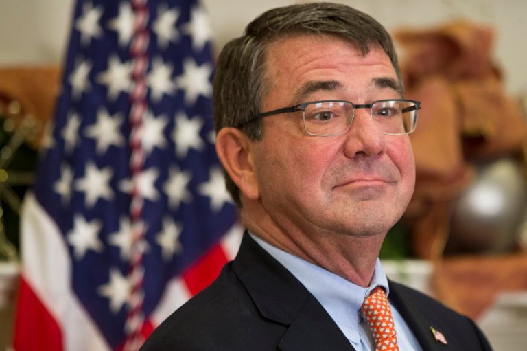 Ashton Carter listens as President Obama announces Carter as his nominee for defense secretary Friday, Dec. 5, 2014, in the Roosevelt Room of the White House in Washington. (AP Photo/Jacquelyn Martin)