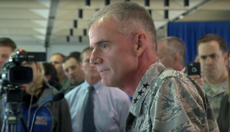 Lt. Gen. Jay Silveria gave a speech about race relations to cadets on Sept. 29 at the Air Force Academy in Colorado Springs, Colo., after someone wrote racial slurs on message boards outside the dorm rooms of five black students. It was later revealed it was a black student who had perpetrated a hoax. (screenshot)
