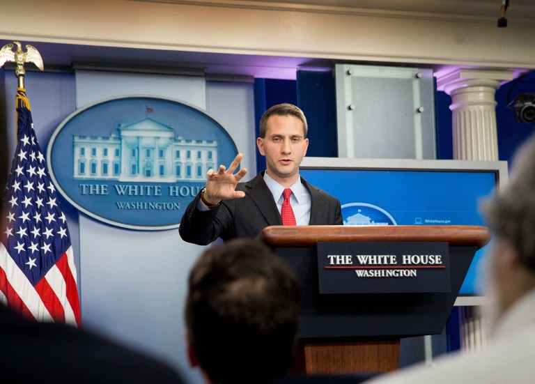 White House deputy press secretary Eric Schultz was questioned about specifics of Obama's meeting on the ongoing response to the Zika virus from members of his public health team. (AP Photo/Andrew Harnik)