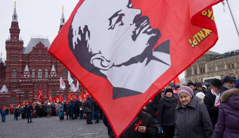 While crowds in Russia celebrated the 100th anniversary of the 1917 Bolshevik revolution in Russia Tuesday, a bipartisan group of lawmakers in the U.S. established a new caucus: the Victims of Communism Caucus. (AP Photo/Alexander Zemlianichenko)