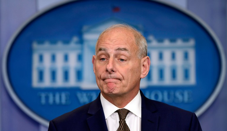 White House chief of staff John Kelly addressed reporters at the White House press briefing on Thursday, where he discussed how families of fallen service members are notified of their loved one's death. (AP Photo/Susan Walsh)