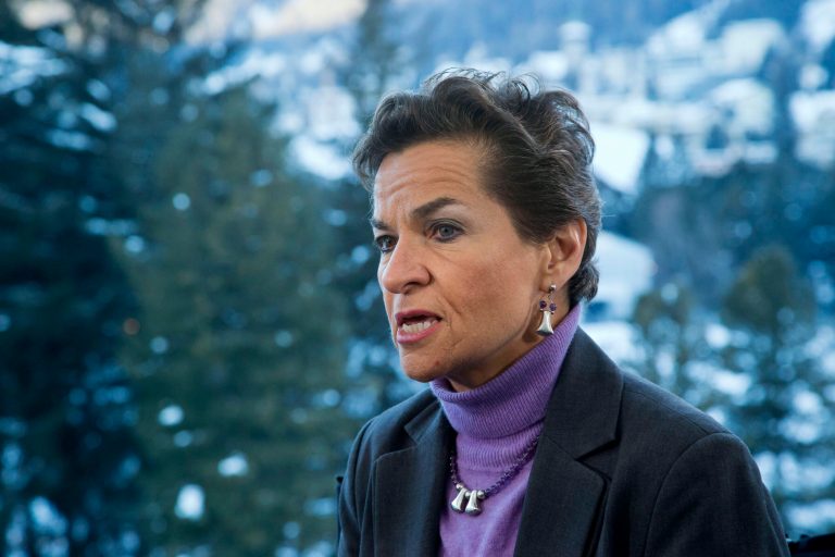 U.N. climate chief Christiana Figueres, speaks during an interview with the Associated Press at the World Economic Forum in Davos, Switzerland, Wednesday, Jan. 22, 2014, the opening day of the World Economic Forum where world's financial and political elite will meet in the upcoming days. (AP Photo/Michel Euler)